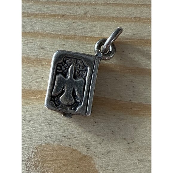 Unbranded Jewelry - Miniature Silver Bible Pendant With Cross & Dove Design